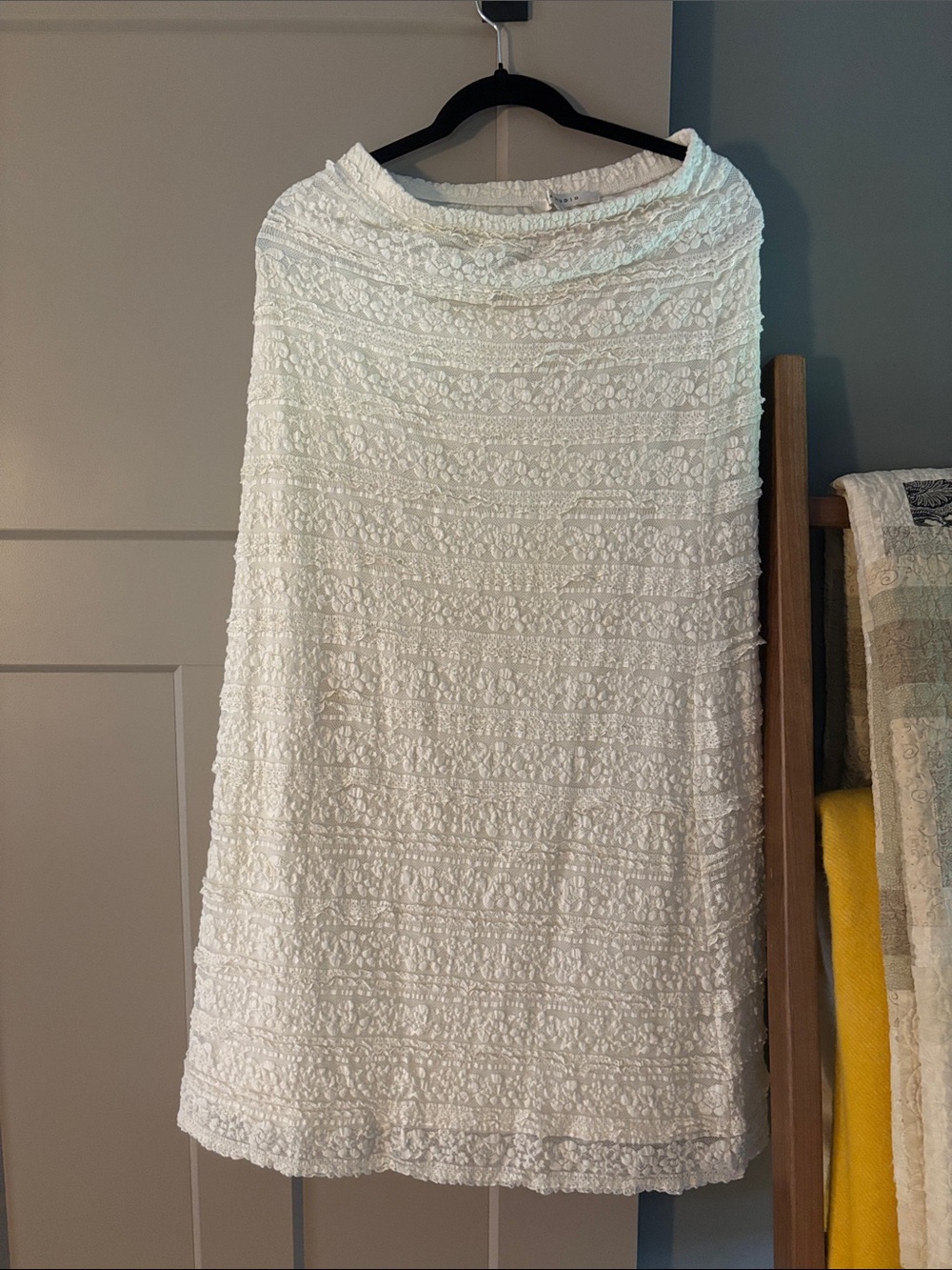 White Textured A-Line Skirt